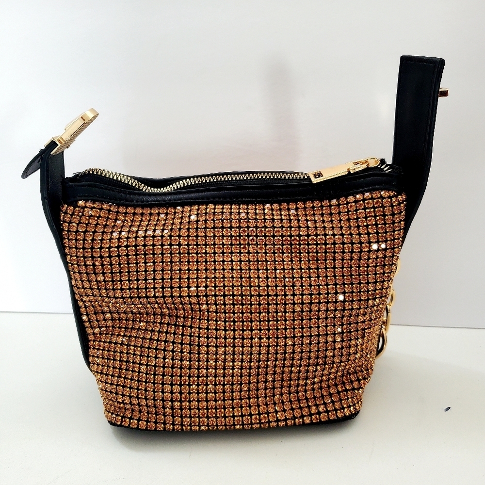 Caleesa Gold Rhinestones Bling Crossbody Bag - Picture 4 of 11